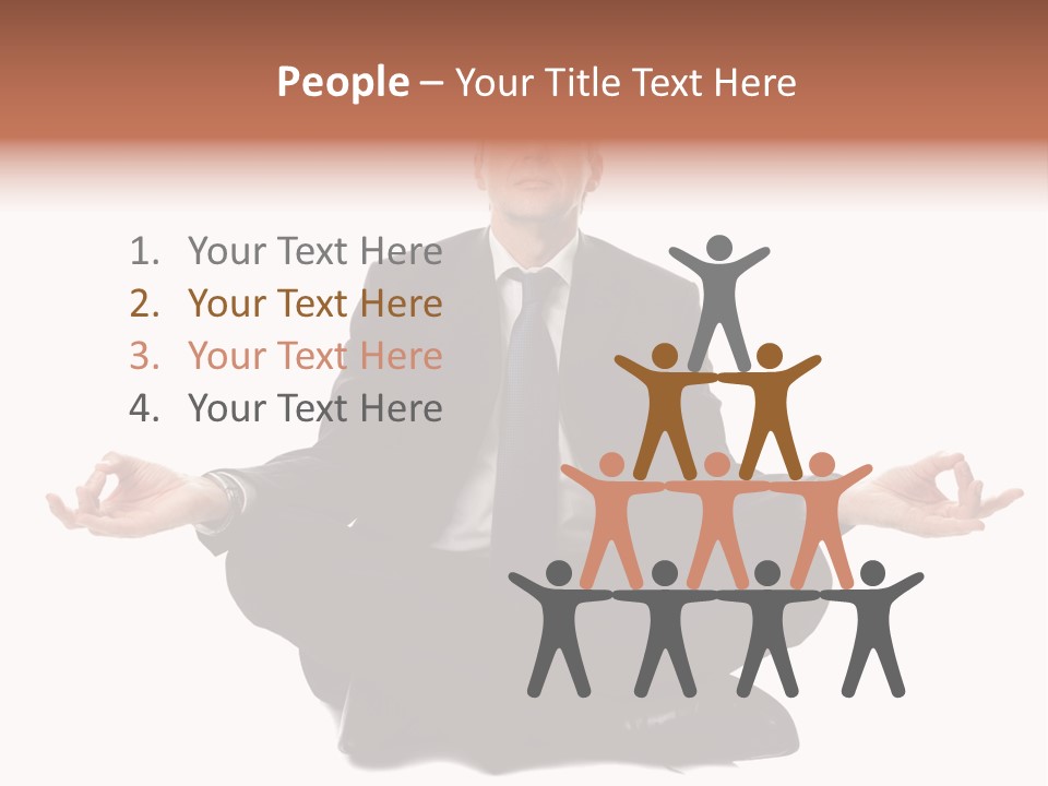 A Man In A Suit And Tie Sitting In A Yoga Position PowerPoint Template