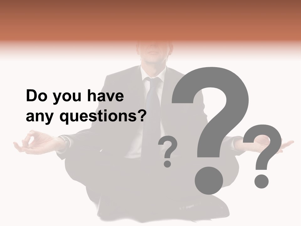 A Man In A Suit And Tie Sitting In A Yoga Position PowerPoint Template