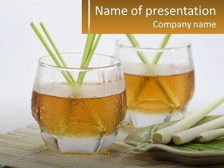 A Couple Of Glasses Filled With Liquid On Top Of A Table PowerPoint Template
