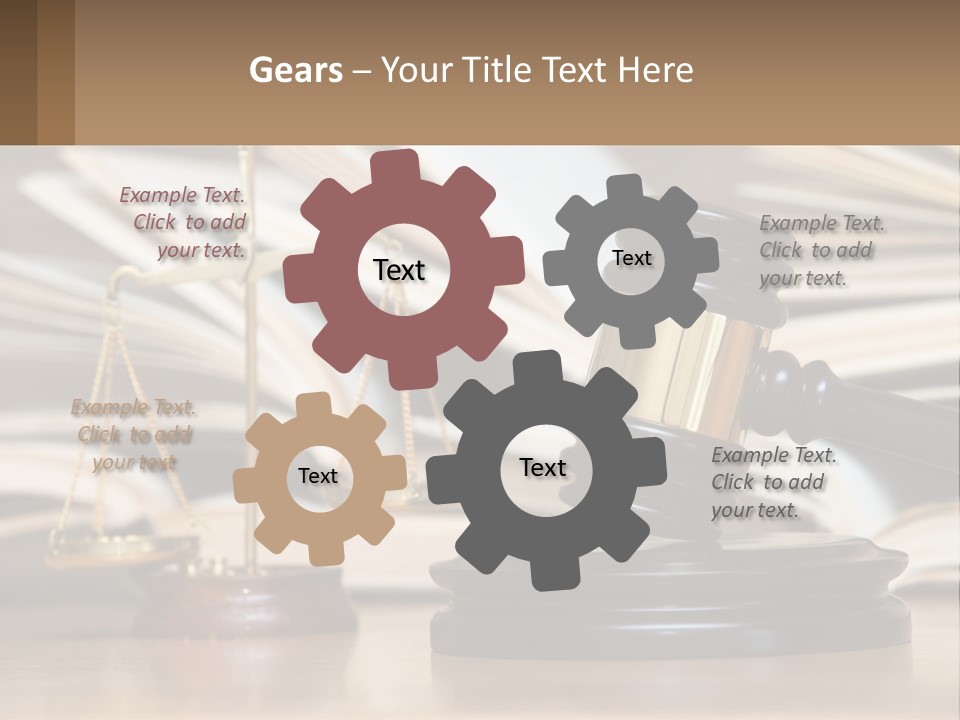 A Wooden Judge's Gavel Sitting On Top Of A Table PowerPoint Template