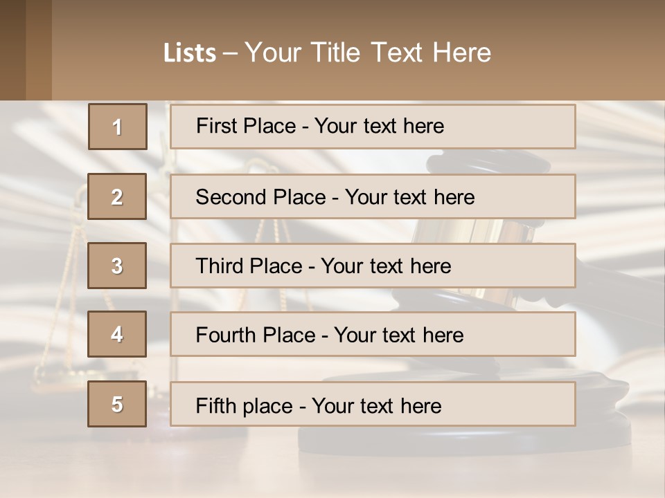 A Wooden Judge's Gavel Sitting On Top Of A Table PowerPoint Template