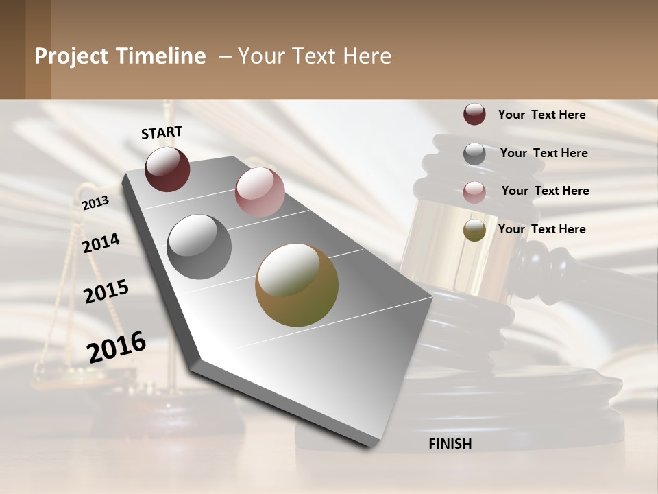 A Wooden Judge's Gavel Sitting On Top Of A Table PowerPoint Template