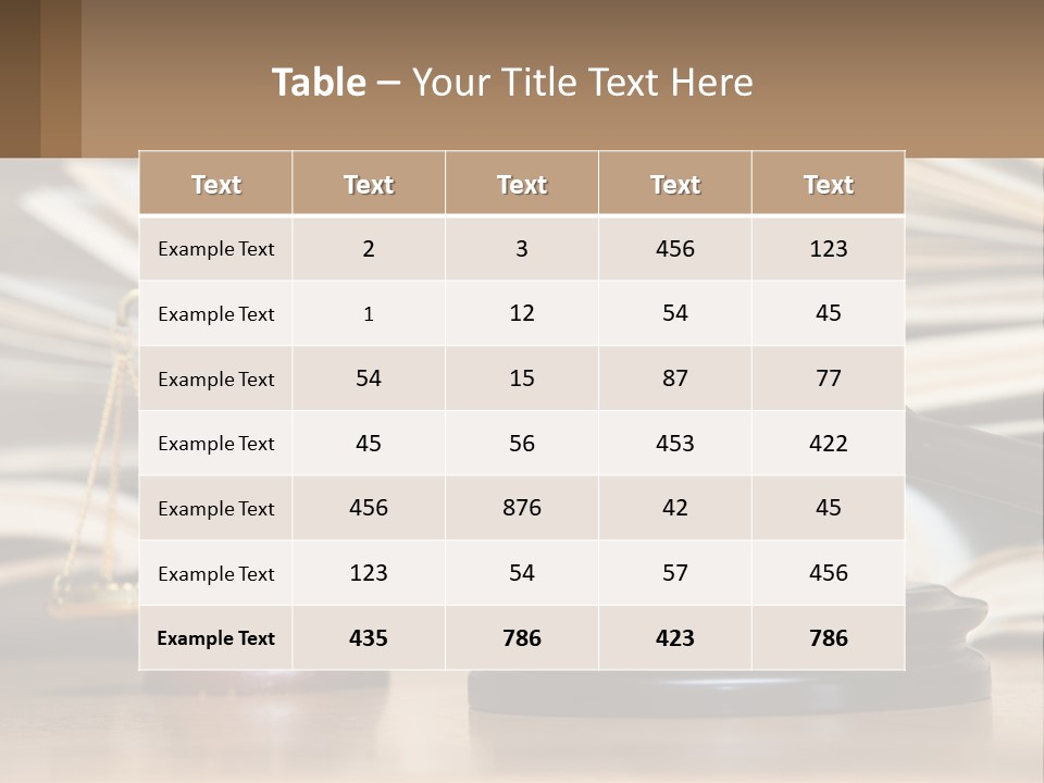 A Wooden Judge's Gavel Sitting On Top Of A Table PowerPoint Template