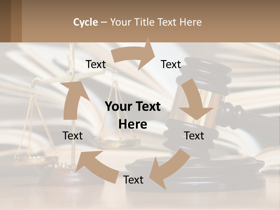 A Wooden Judge's Gavel Sitting On Top Of A Table PowerPoint Template