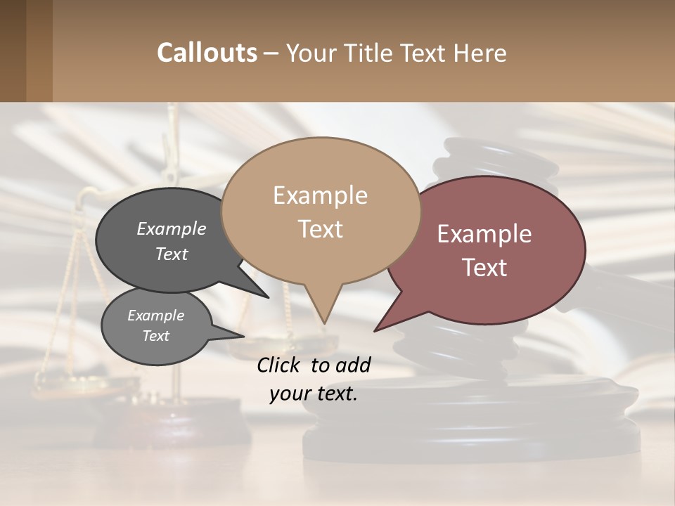 A Wooden Judge's Gavel Sitting On Top Of A Table PowerPoint Template