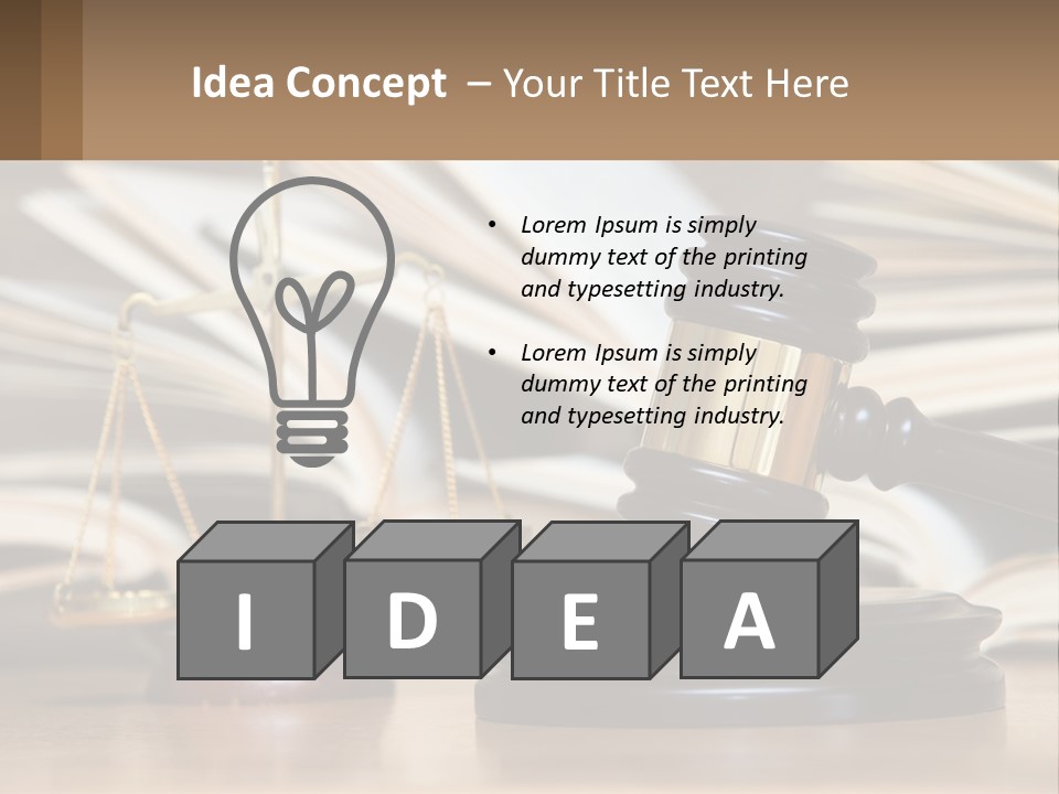 A Wooden Judge's Gavel Sitting On Top Of A Table PowerPoint Template