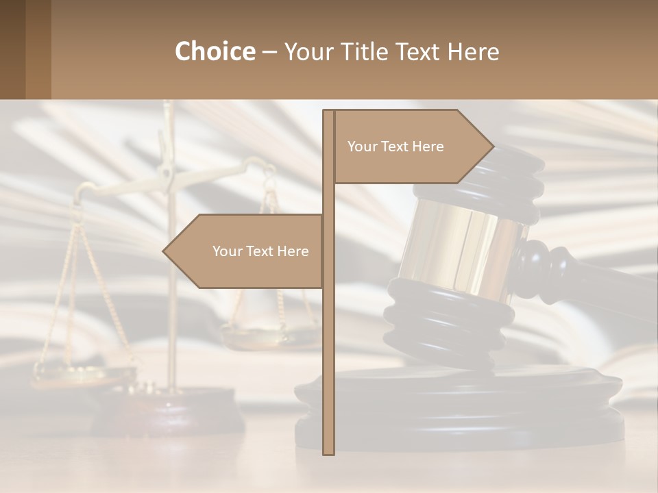 A Wooden Judge's Gavel Sitting On Top Of A Table PowerPoint Template