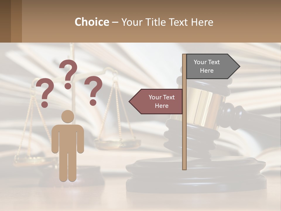 A Wooden Judge's Gavel Sitting On Top Of A Table PowerPoint Template