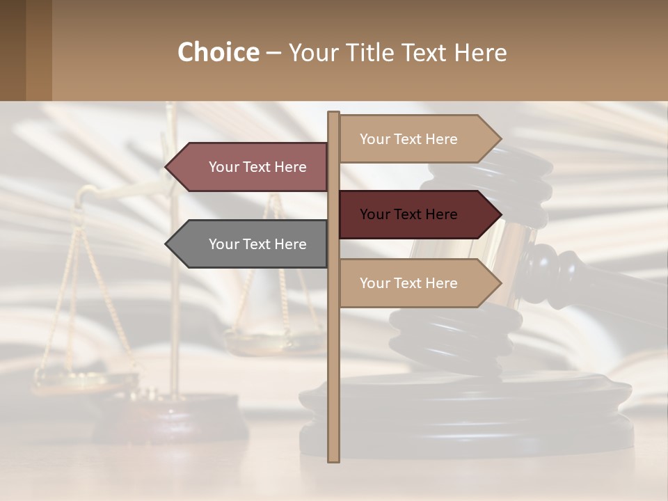 A Wooden Judge's Gavel Sitting On Top Of A Table PowerPoint Template