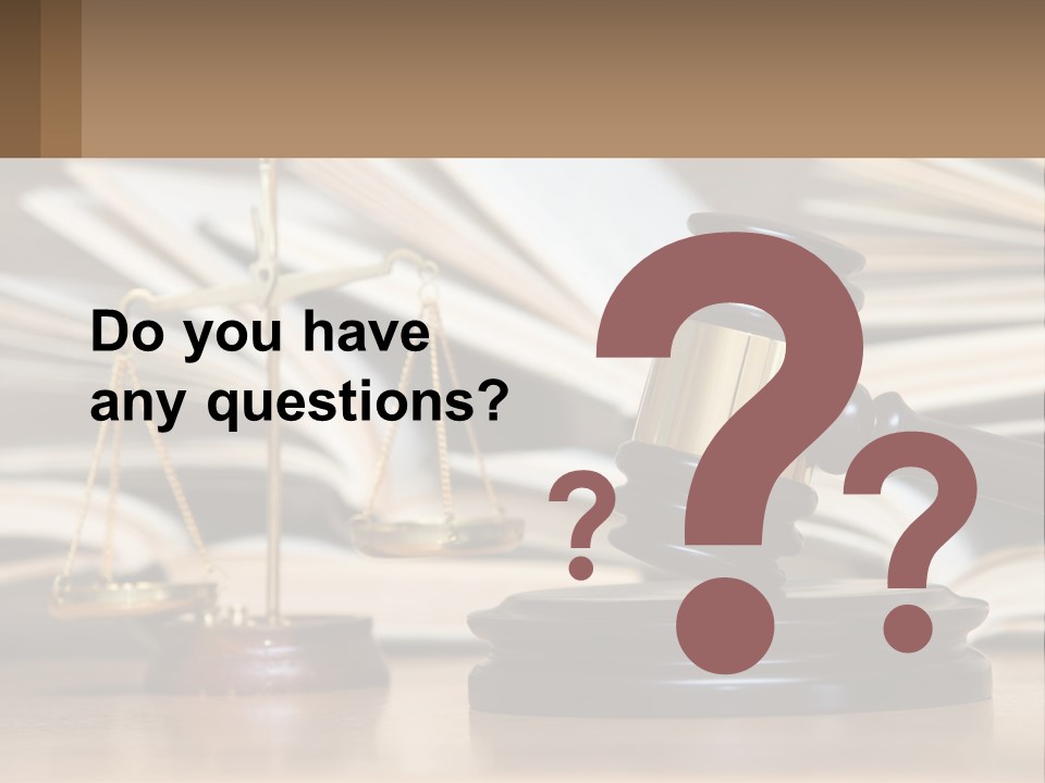 A Wooden Judge's Gavel Sitting On Top Of A Table PowerPoint Template