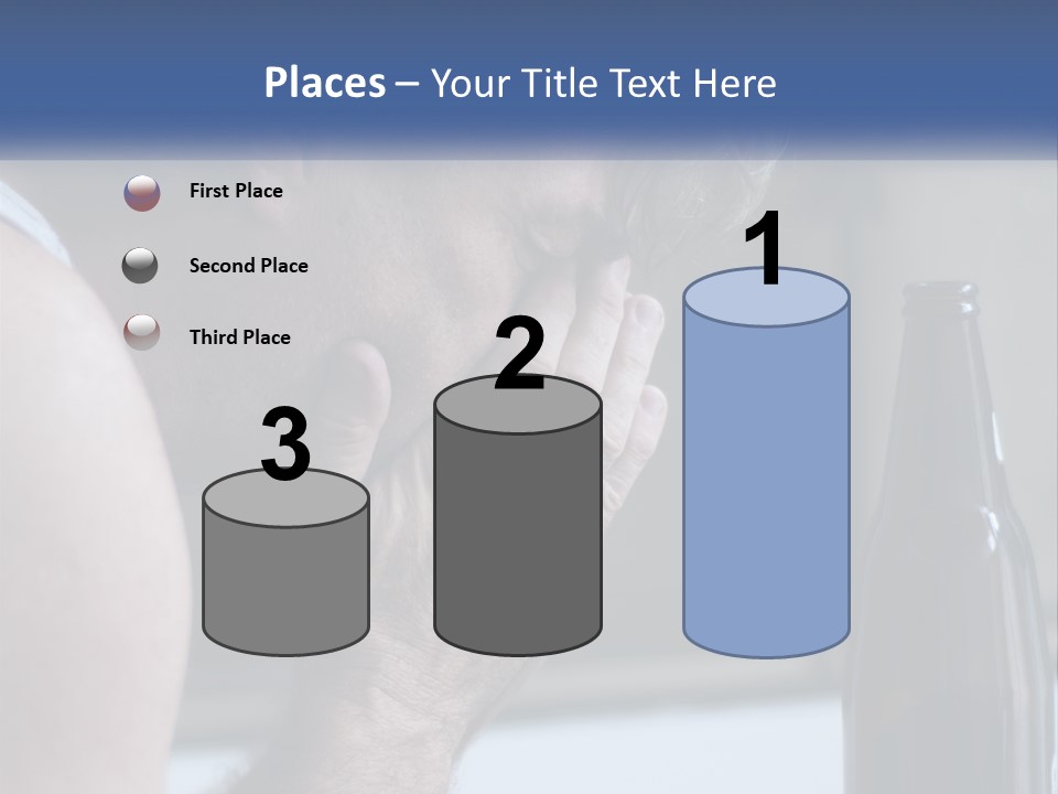 A Man Holding His Face Next To A Bottle Of Beer PowerPoint Template