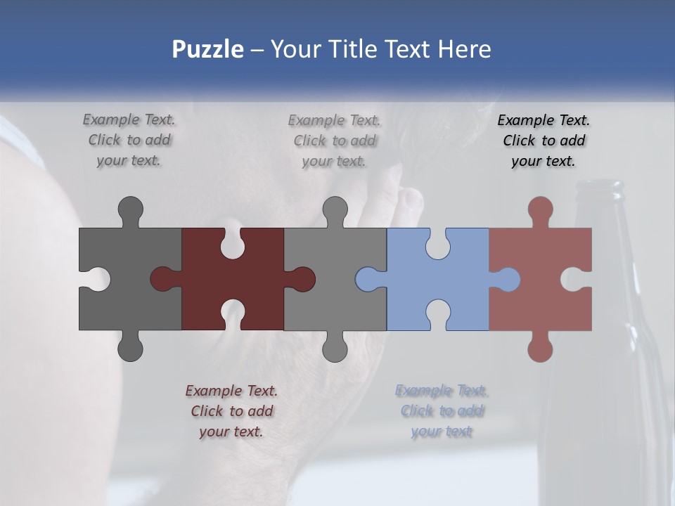 A Man Holding His Face Next To A Bottle Of Beer PowerPoint Template