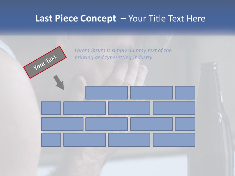 A Man Holding His Face Next To A Bottle Of Beer PowerPoint Template