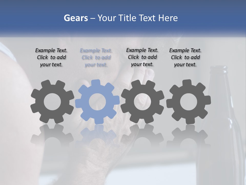 A Man Holding His Face Next To A Bottle Of Beer PowerPoint Template