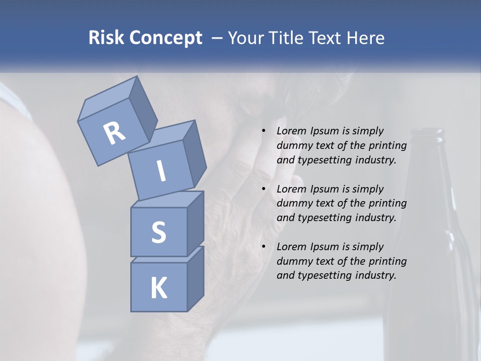 A Man Holding His Face Next To A Bottle Of Beer PowerPoint Template