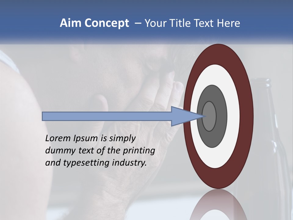 A Man Holding His Face Next To A Bottle Of Beer PowerPoint Template