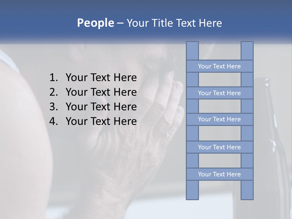 A Man Holding His Face Next To A Bottle Of Beer PowerPoint Template