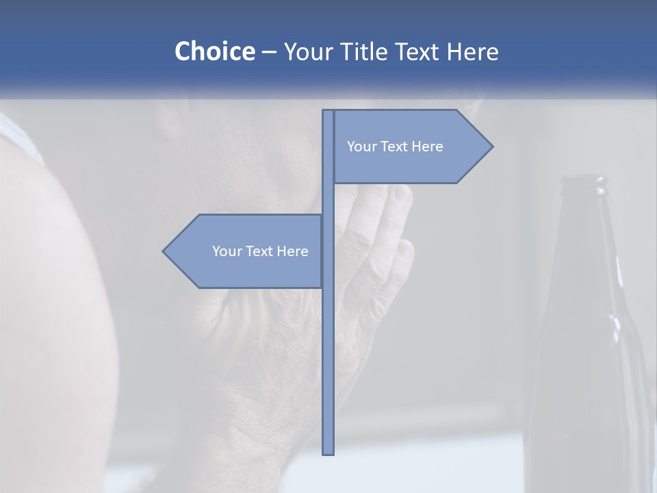 A Man Holding His Face Next To A Bottle Of Beer PowerPoint Template