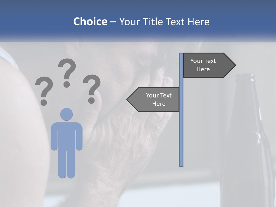 A Man Holding His Face Next To A Bottle Of Beer PowerPoint Template