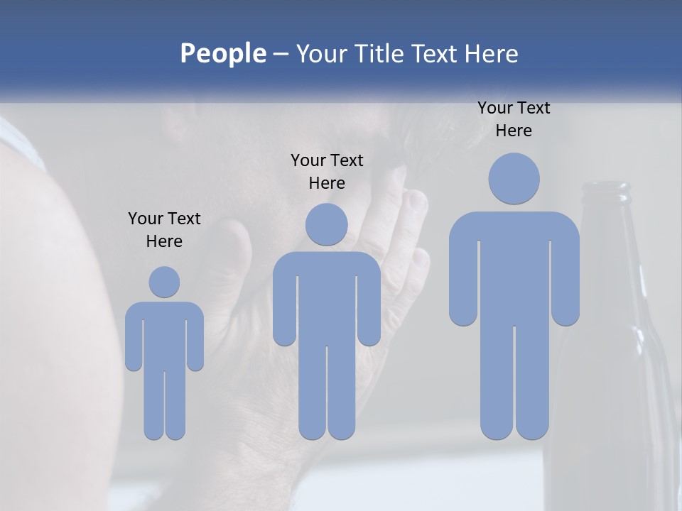 A Man Holding His Face Next To A Bottle Of Beer PowerPoint Template