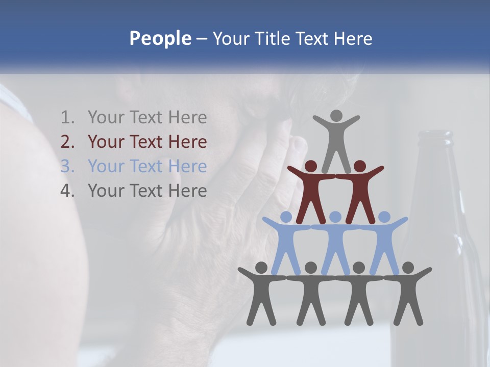 A Man Holding His Face Next To A Bottle Of Beer PowerPoint Template