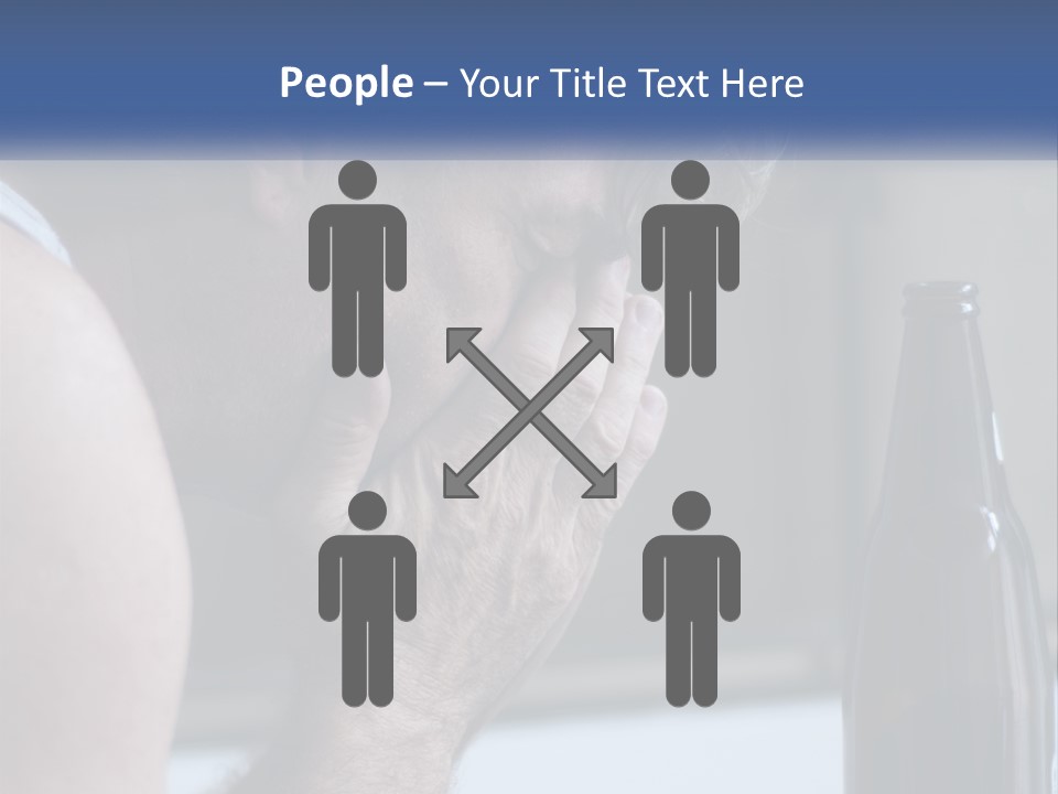 A Man Holding His Face Next To A Bottle Of Beer PowerPoint Template