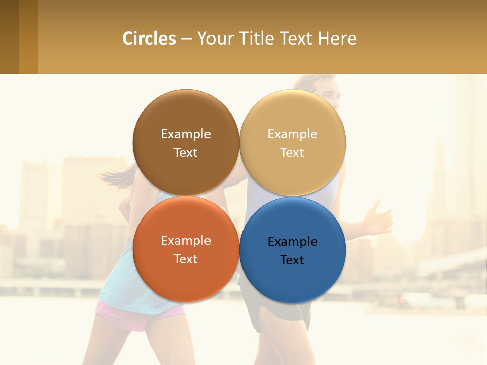 A Man And A Woman Running In A City PowerPoint Template