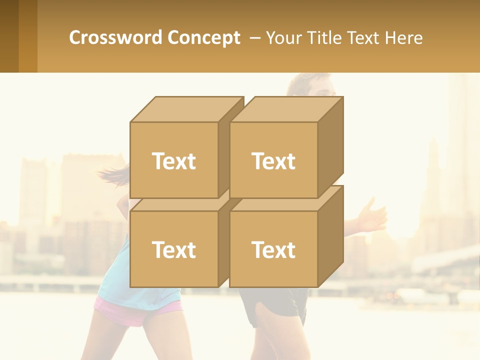 A Man And A Woman Running In A City PowerPoint Template