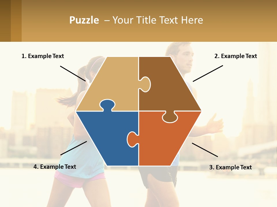 A Man And A Woman Running In A City PowerPoint Template