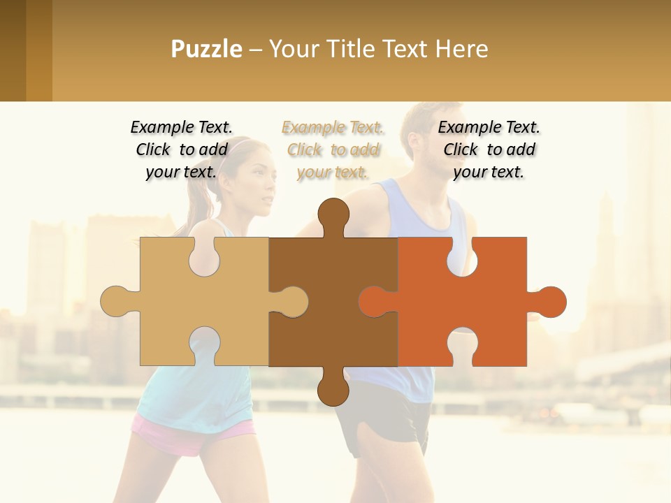 A Man And A Woman Running In A City PowerPoint Template