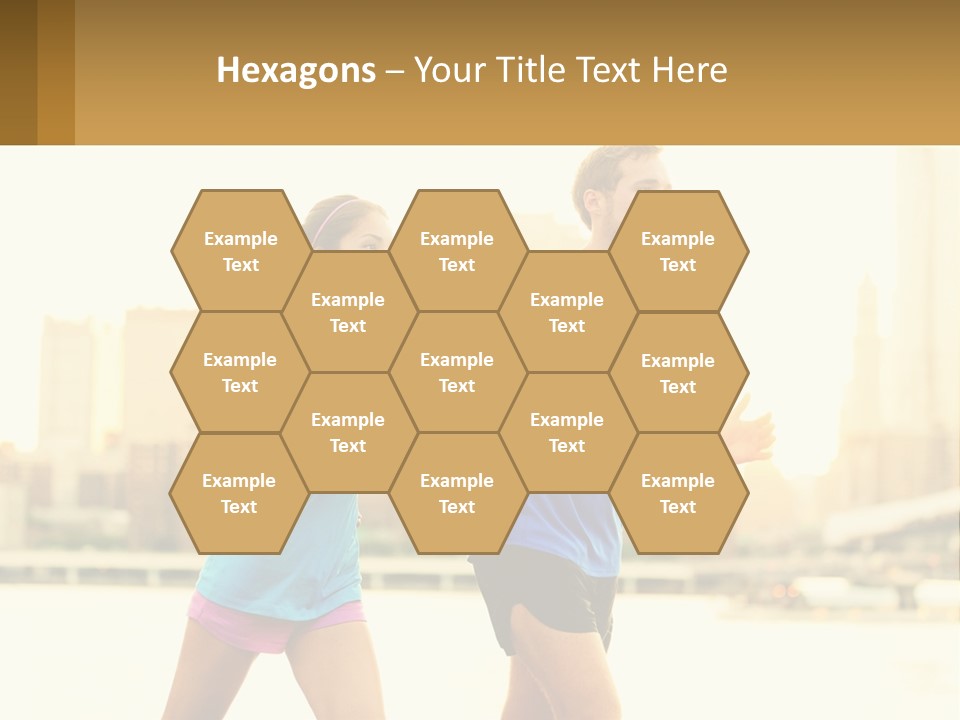 A Man And A Woman Running In A City PowerPoint Template