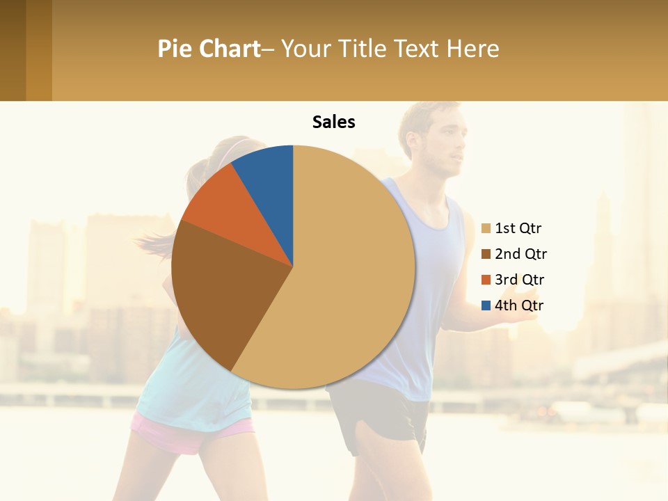 A Man And A Woman Running In A City PowerPoint Template