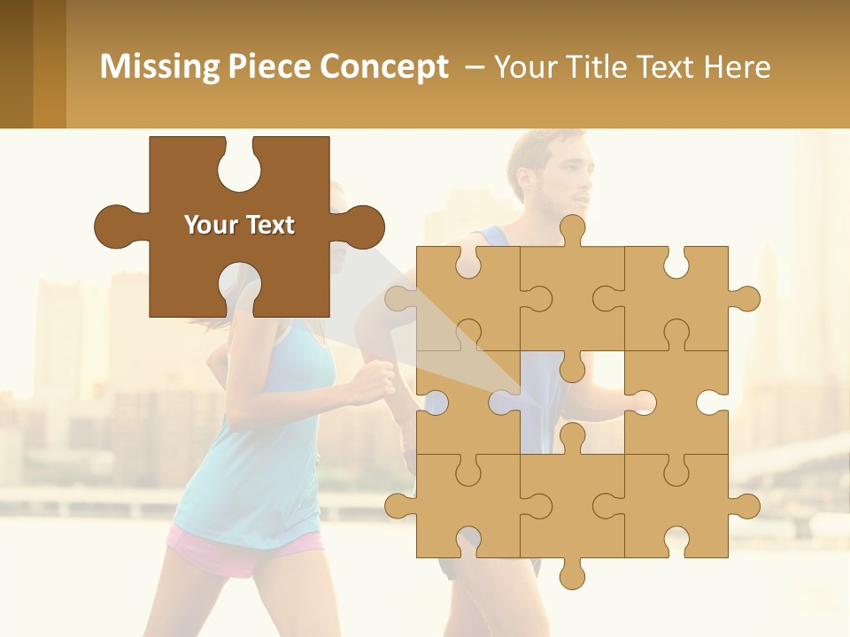 A Man And A Woman Running In A City PowerPoint Template