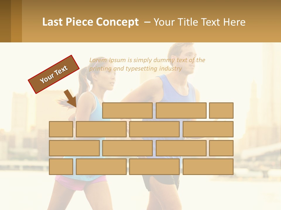 A Man And A Woman Running In A City PowerPoint Template