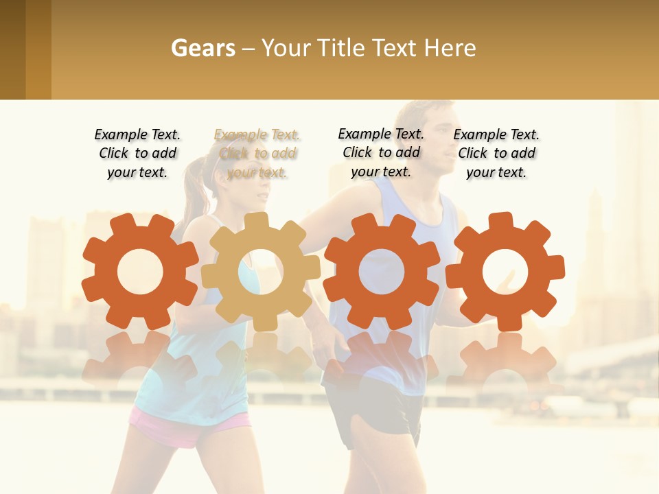 A Man And A Woman Running In A City PowerPoint Template