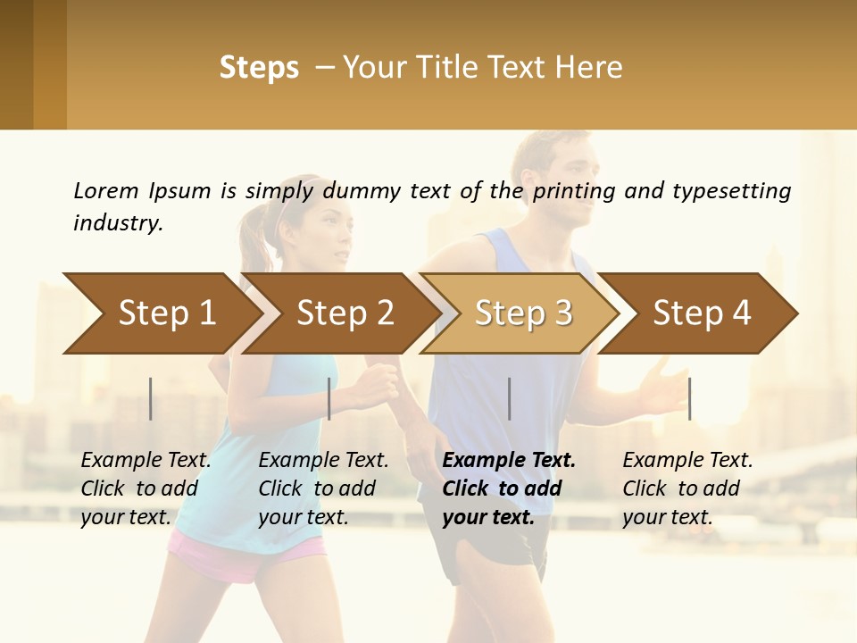 A Man And A Woman Running In A City PowerPoint Template