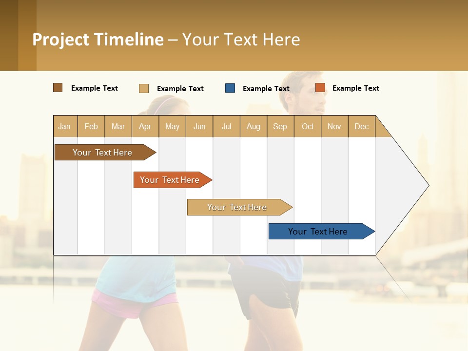 A Man And A Woman Running In A City PowerPoint Template