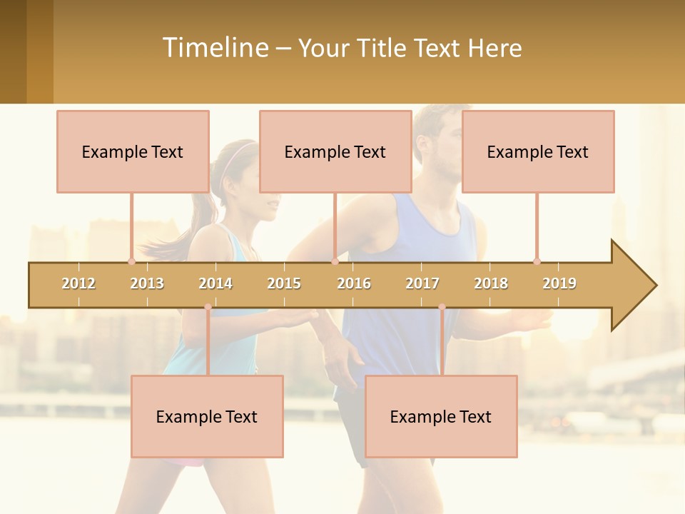 A Man And A Woman Running In A City PowerPoint Template