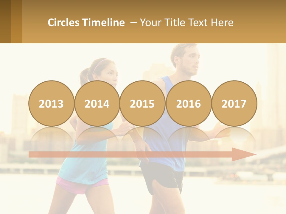 A Man And A Woman Running In A City PowerPoint Template