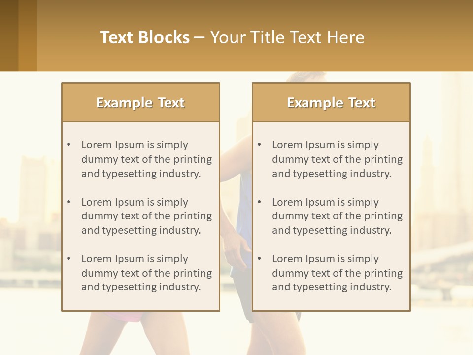 A Man And A Woman Running In A City PowerPoint Template