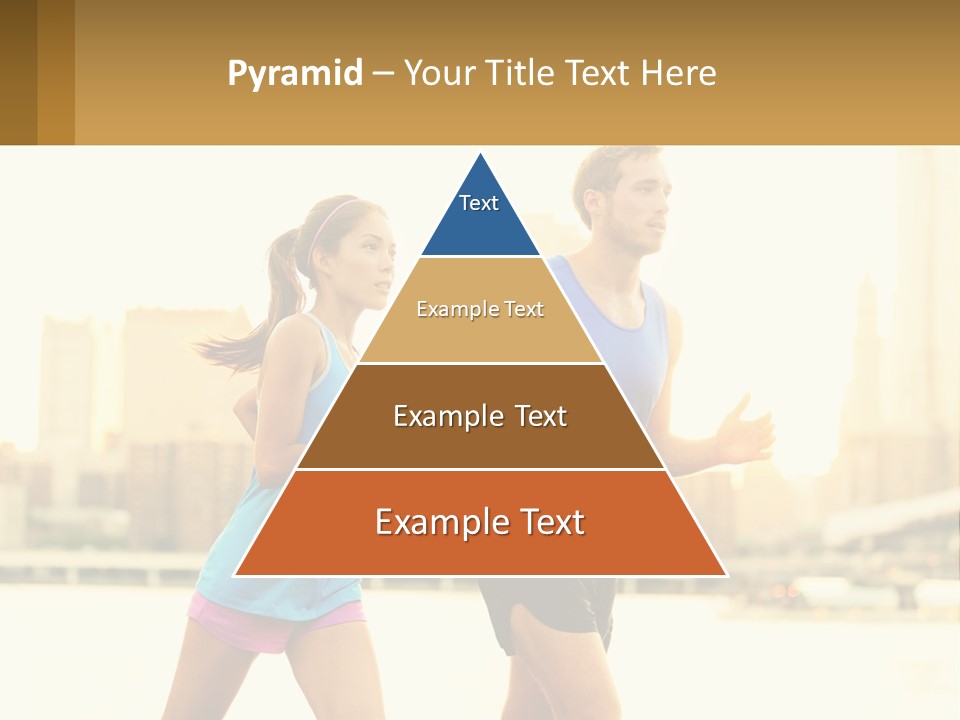 A Man And A Woman Running In A City PowerPoint Template