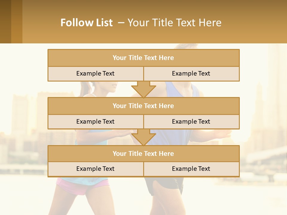 A Man And A Woman Running In A City PowerPoint Template