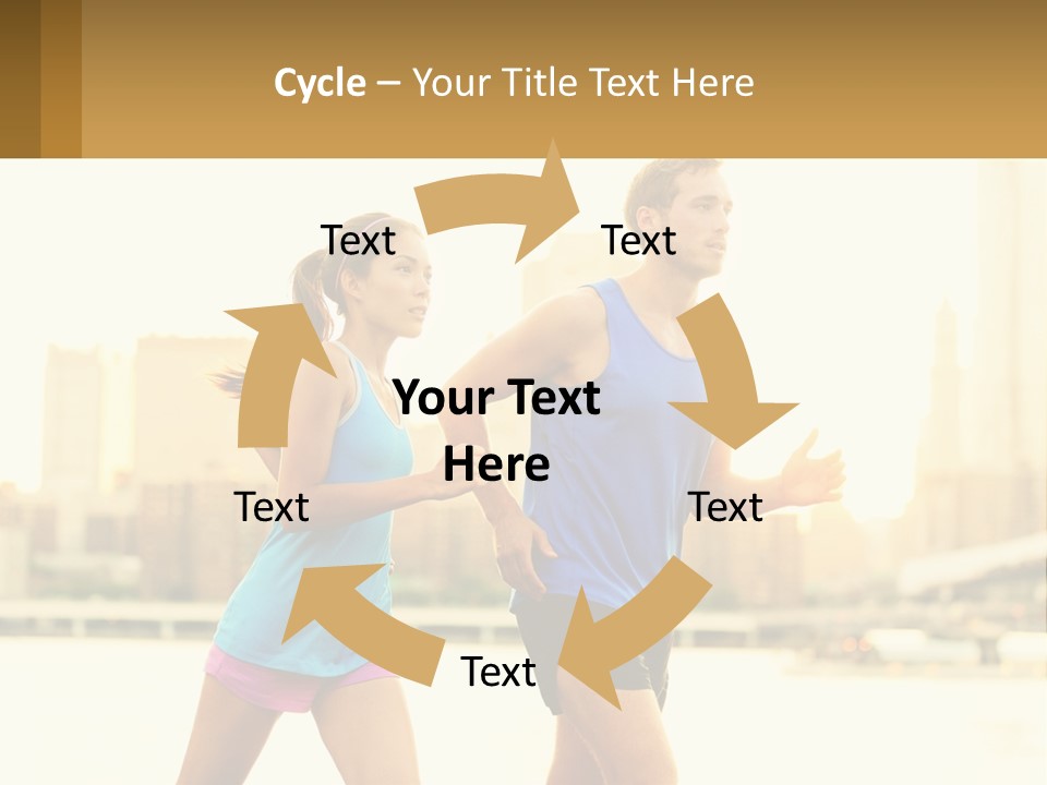 A Man And A Woman Running In A City PowerPoint Template