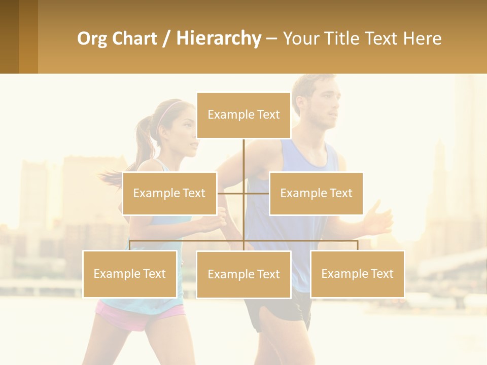 A Man And A Woman Running In A City PowerPoint Template