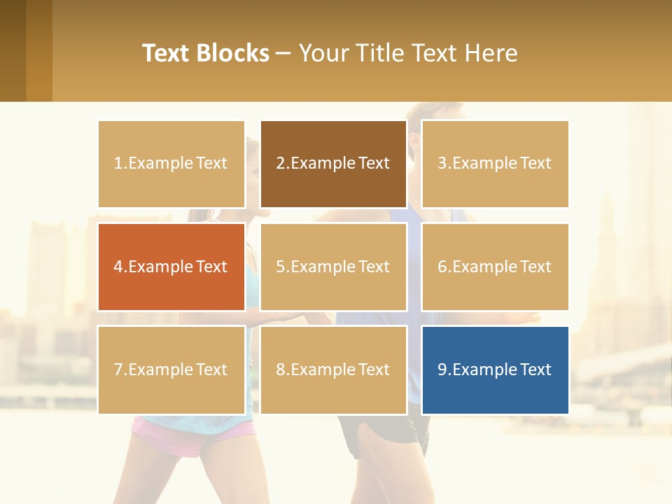 A Man And A Woman Running In A City PowerPoint Template