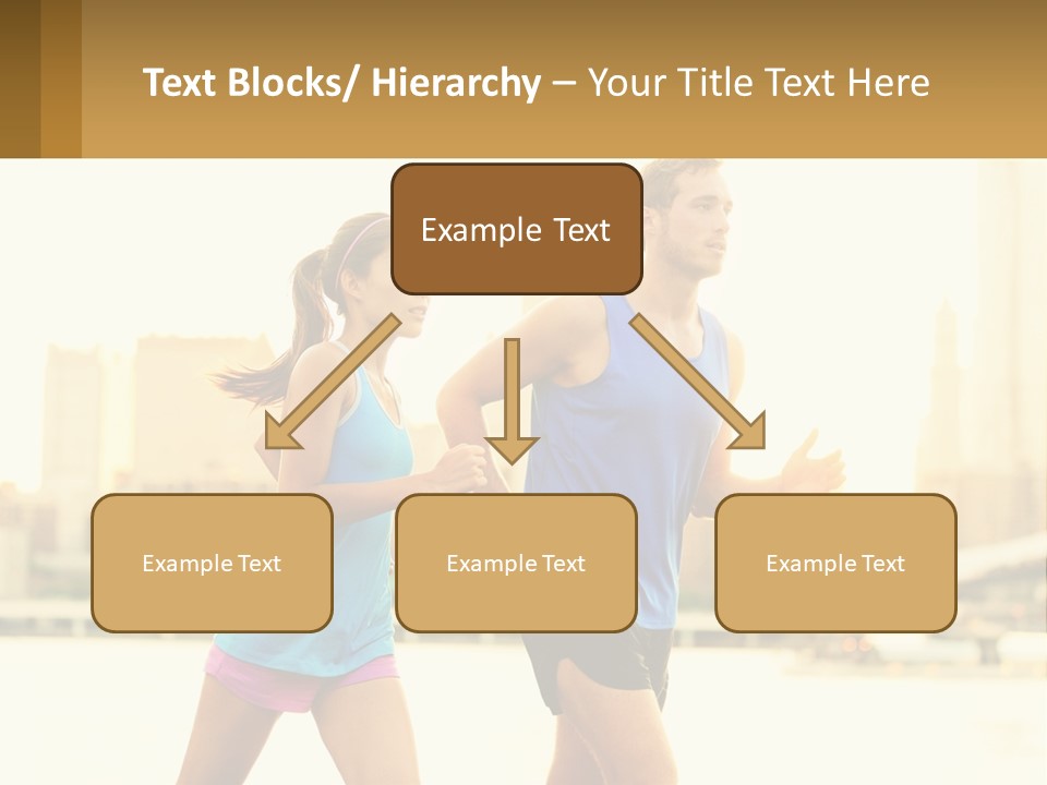 A Man And A Woman Running In A City PowerPoint Template