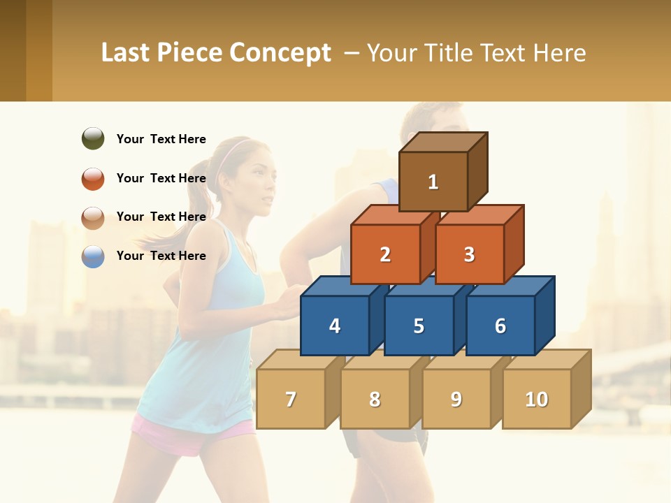 A Man And A Woman Running In A City PowerPoint Template