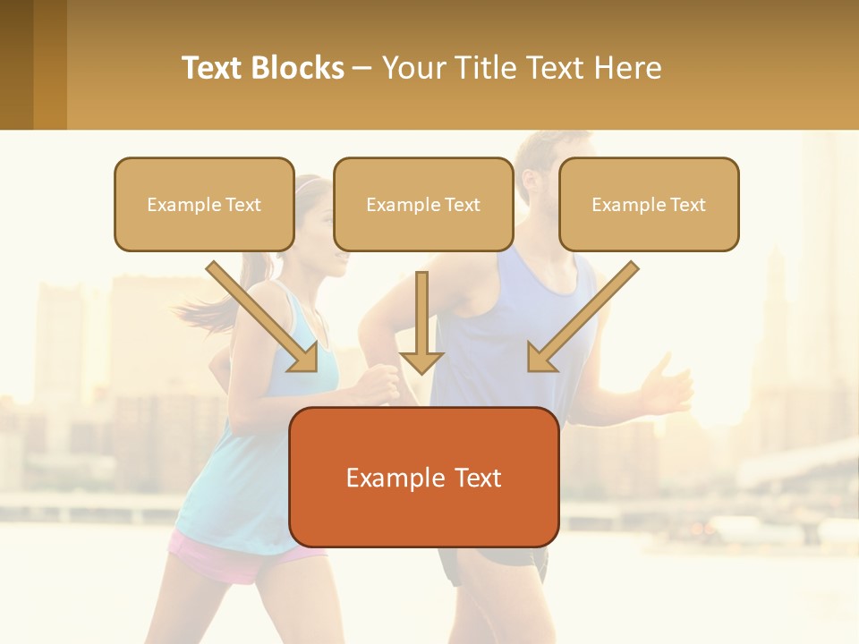 A Man And A Woman Running In A City PowerPoint Template