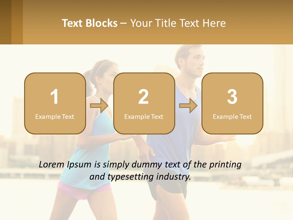 A Man And A Woman Running In A City PowerPoint Template