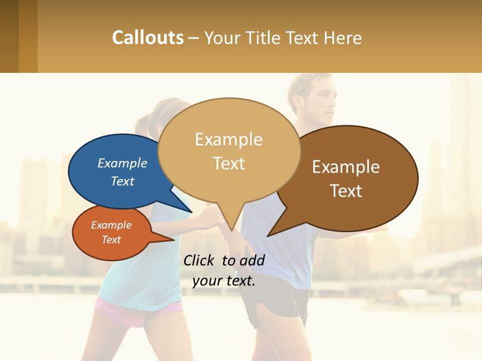 A Man And A Woman Running In A City PowerPoint Template